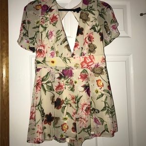 Off white floral romper